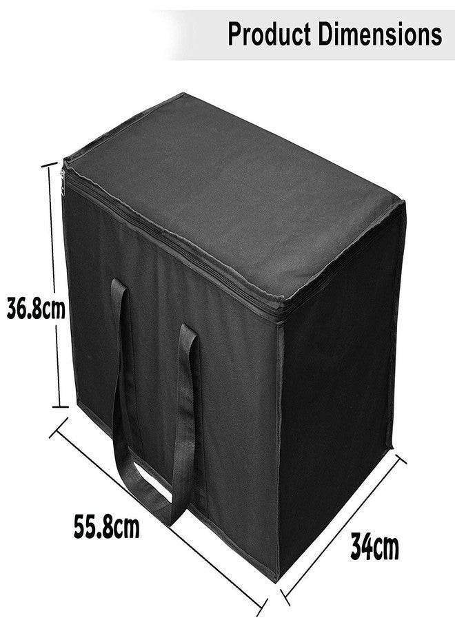 DAHSHA 1 Pack Nylon Moisture Proof Multi-Purpose 70 L Large Toys Storage Bag/Books Magazine/Blankets/Clothes Storage Organizer with Zip and Handle Rectangular(Black, 55.8x34x36.8cm) - Image 2